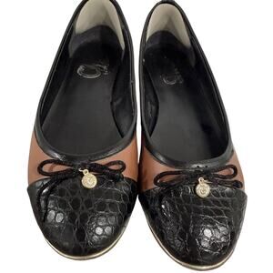 Circus Sam Edelman Cap Toe Ballet Flats Two Tone Croc Bow Charm Womens 11 SlipOn